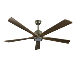 English Elm 60" Modern Wood Ceiling Fan with LED Light, Black 5-Blade DC Motor, Remote, Timer, Quiet Energy-Saving W1340P184910