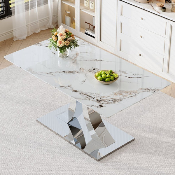 English Elm Only Sculptural Metal Base Glass Top Dining Table Industrial Contemporary Style W2920P356920