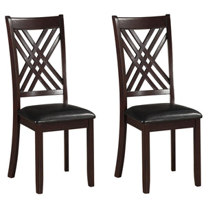 English Elm Black Ladder Back Side Chairs Set of 2 with Cherry Finish, Faux Leather Upholstery, Sturdy Rubberwood Design Espresso B062P186534