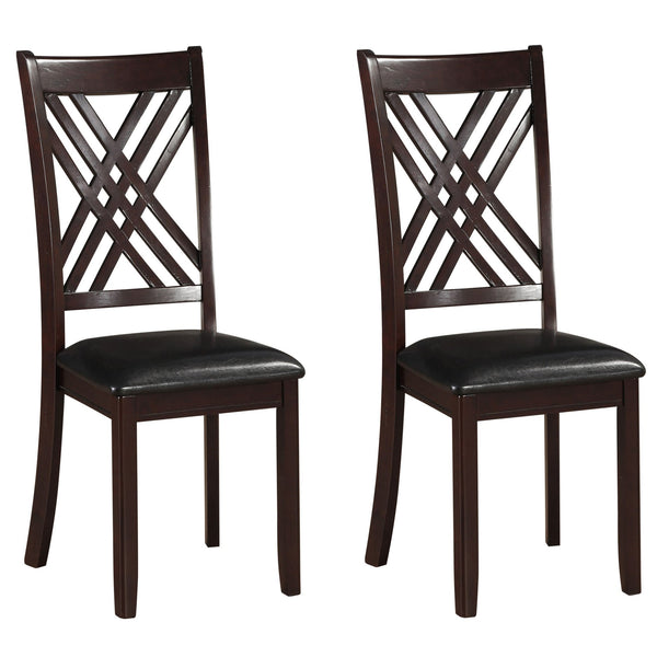 English Elm Black Ladder Back Side Chairs Set of 2 with Cherry Finish, Faux Leather Upholstery, Sturdy Rubberwood Design Espresso B062P186534