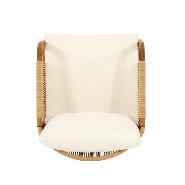 English Elm Christopher Knight Home® - Set of 2 Acacia Wood Outdoor Club Chairs with Wicker, Teak Finish & Beige Cushions, Deep Seat Comfort 72409.00LBGE-2