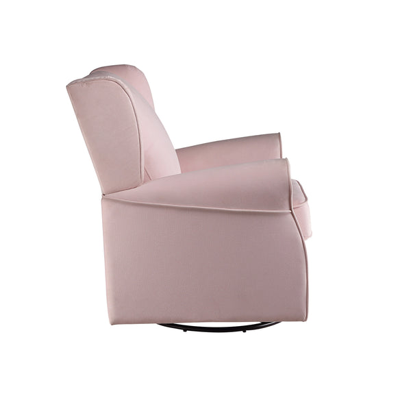 English Elm Fabric Lattice Swivel Glider Chair with Removable Seat and Side Storage Pockets for Cozy Relaxation Pink B016P324091