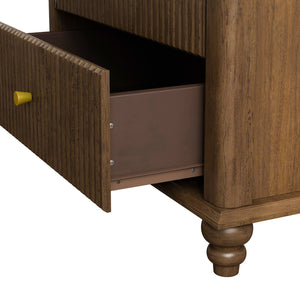 English Elm Fluted Mid-Century 5-Drawer Dresser with Metal Handles — Stylish Vertical Grooves, Sturdy Storage Solution Walnut 42.32 L x 21.06 W x 11.81 H W1716P330707