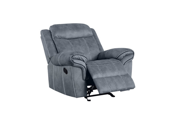 English Elm Zubaida Velvet Glider Recliner with Tufted Tight Back, Pocket Coil Seat & Pillow-Top Arms, 65" Gray 41 L x 31 W x 26 H B2726P253086