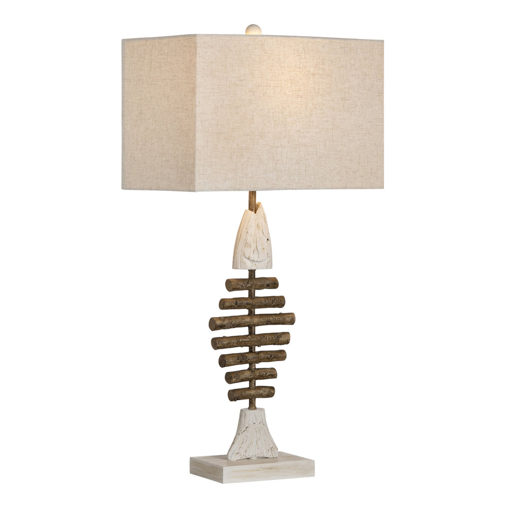 Crestview Collection Coastal Table Lamp - Whimsical Fish Skeleton Design With Driftwood Texture & Versatile Lighting Options   Cvazvp100