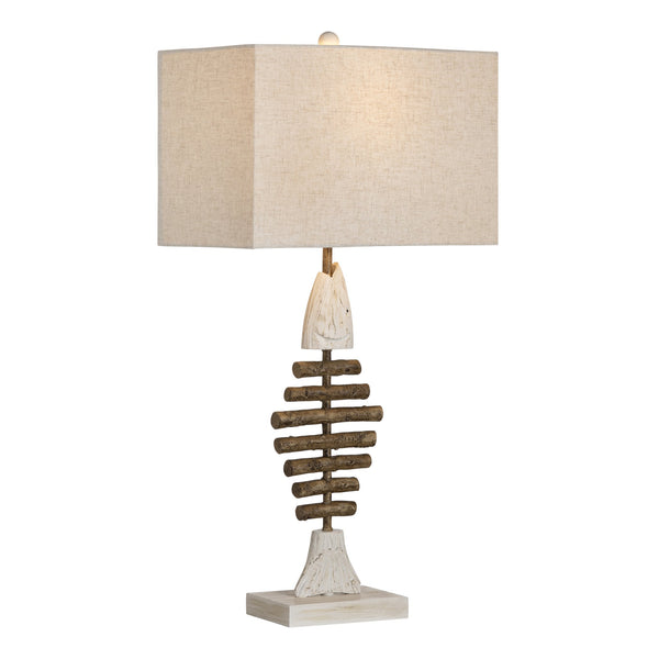 Crestview Collection Coastal Table Lamp - Whimsical Fish Skeleton Design With Driftwood Texture & Versatile Lighting Options   Cvazvp100