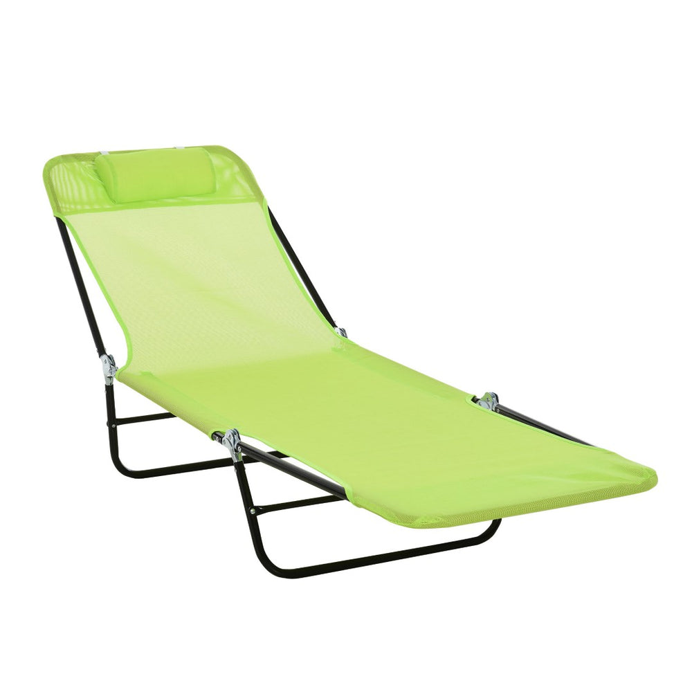 English Elm Outsunny Folding Chaise Lounge Chair - Adjustable Outdoor Recliner For Pool, Beach, Patio, Green W2225P217767-GIGA