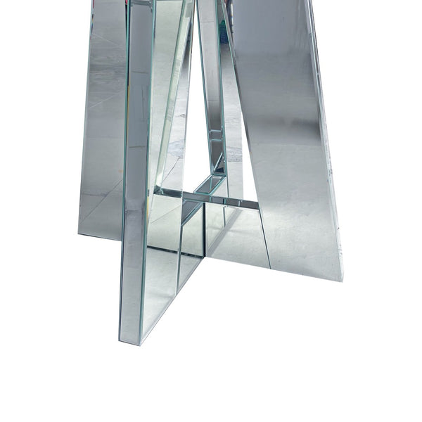 English Elm Diamond Crystal Mirrored Round Dining Table Seats 4 Glamorous Light Reflecting Glass W3836S00003