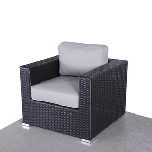 English Elm Fully Assembled Grey Mix Patio Chair with Cushions — Wicker, Aluminum Frame, Weather & UV Resistant Comfort B120P206055
