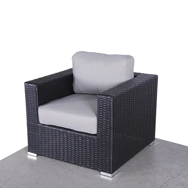 English Elm Fully Assembled Grey Mix Patio Chair with Cushions — Wicker, Aluminum Frame, Weather & UV Resistant Comfort B120P206055