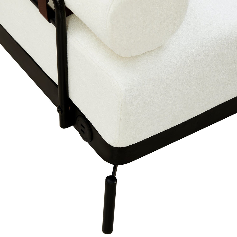 English Elm Modern Loveseat Sofa with Cylindrical Armrests, Built-In USB Ports, Chenille Cushions, Steel Frame Beige N719P290584A