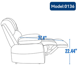 English Elm Large Oversized Manual Recliner Upholstered in Neutral Fabric for Relaxing Living Rooms Grey W3224P288516