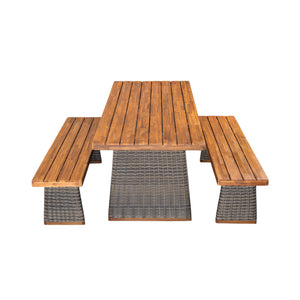English Elm Christopher Knight Home® - Outdoor 3-Piece Acacia Wood Dining Set With Rattan Legs – Stylish, Weather-Resistant, Perfect For Patios! N773OD00038G