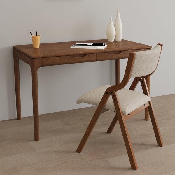 English Elm Upholstered Folding Dining Chair with Ergonomic High Back, Plush Sponge Cushion, Portable & No Assembly Required taupe,Walnut W2336P254032