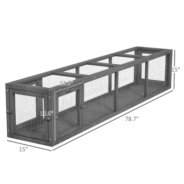 English Elm Cat Outdoor Tunnel Fir Wood Wire Mesh Linkable Catio Run for Safe Fresh Air Access T3971P436888