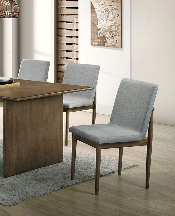 English Elm Natural Tone Mid-Century Dining Chairs Set of 2 Light Gray Upholstered Seats Solid Wood Legs Stylish Comfort B011P196967