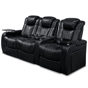 English Elm 93.3"power Recliner Set Nappa Leather Home Theater Rgb Led Memory Foam Seating W3819S00092