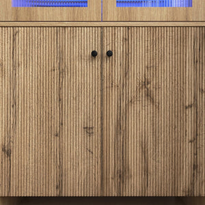 English Elm Natural Wood Grain Mdf Dome Cabinet with Led Lighting for Snack and Beverage Storage W3226P279091