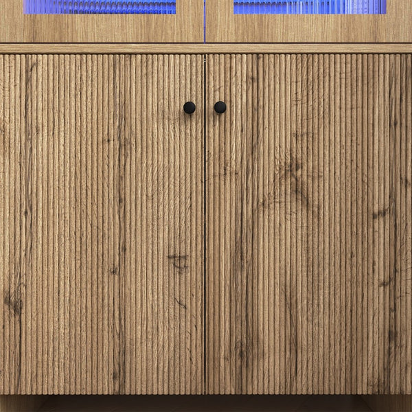 English Elm Natural Wood Grain Mdf Dome Cabinet with Led Lighting for Snack and Beverage Storage W3226P279091