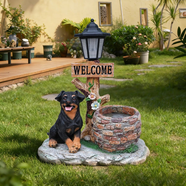 English Elm Labrador Solar Garden Statue with Led Glow and Built-in Succulent Planter Basin W5398P464239