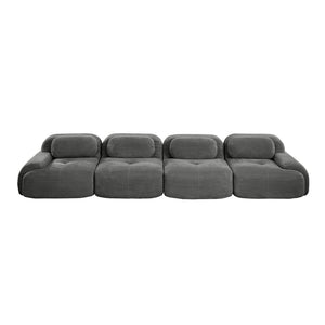 English Elm 4-seat Modular Corduroy Sectional Sofa Low Profile Ergonomic Living Room Seating Grey W714S01270