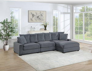 English Elm Contemporary 4-Piece Modular Sectional Set In Soft Corduroy - Versatile Living Room Furniture & Comfort B011S01157