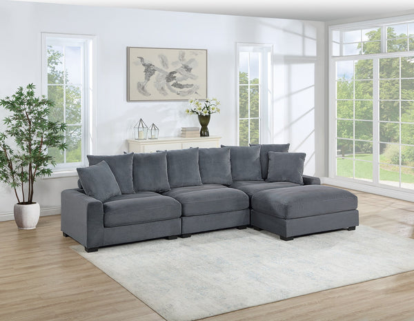 English Elm Contemporary 4-Piece Modular Sectional Set In Soft Corduroy - Versatile Living Room Furniture & Comfort B011S01157