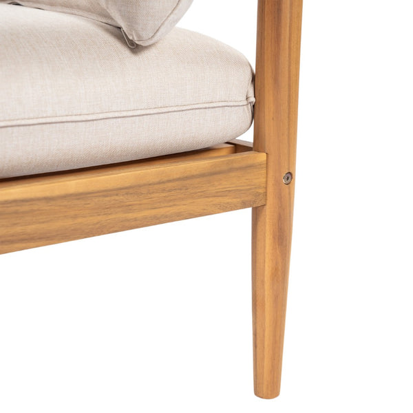 English Elm Terassi Solid Acacia Wood Patio Sofa with Teak Finish and Beige Cushioned Seating N775P370352T