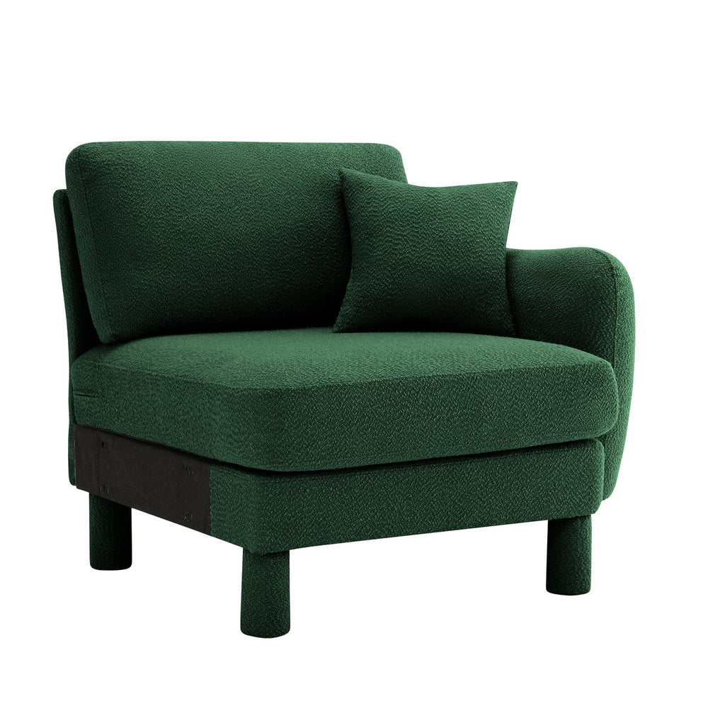 English Elm Lucas Modern RSF Sofa with Pillow in Green Boucle — Durable Wood Frame, Plush Foam Comfort W3041P337471