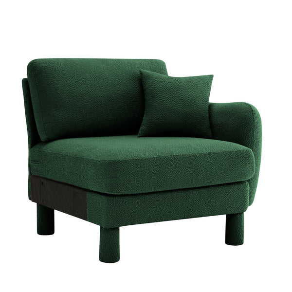 English Elm Lucas Modern RSF Sofa with Pillow in Green Boucle — Durable Wood Frame, Plush Foam Comfort W3041P337471