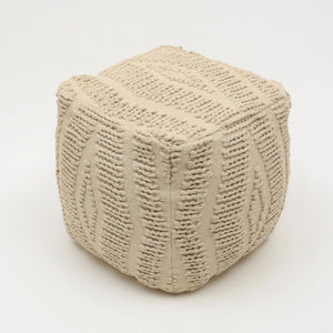 English Elm Geometric Handwoven Pouf 18" x18" Beige Cotton Accent Seat — Lightweight, Stylish Footrest for Home DecorGeometric Handwoven Pouf 18" x18" Beige Cotton Accent Seat — Lightweight, Stylish Footrest for Home Decor B346P320756