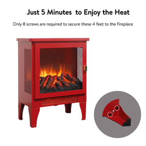 English Elm 18 Inch Electric Stove Heater Cast Iron Style 3d Led Flame Panoramic Mesh View W1769P394302