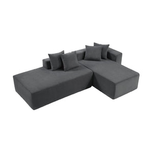 English Elm 101-inch Corduroy L-shaped Sectional Sofa Deep Seat Modular Lounge for Living Room W3480S00003
