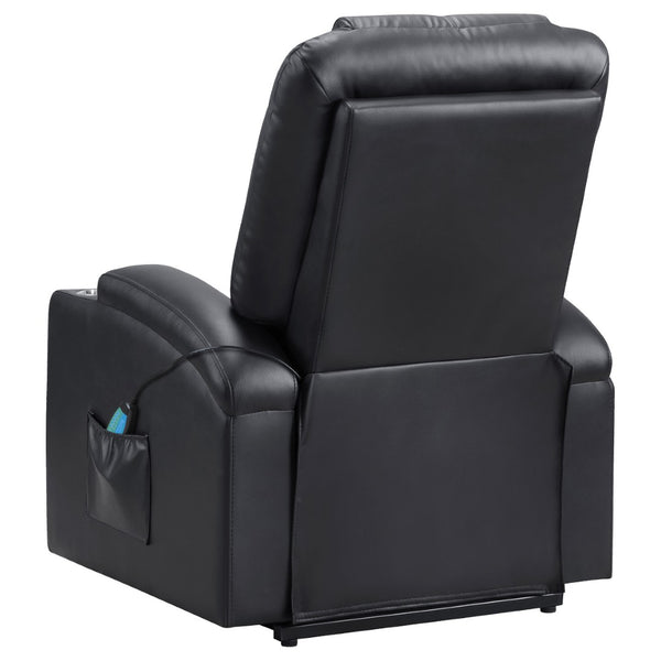 English Elm Macklin Faux Leather Power Lift Recliner with Heat Massage and Storage Pockets Black B062P466804