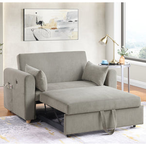 English Elm Corduroy Convertible Sleeper Loveseat with USB Charging, Magazine Pockets, Plush Pillows & Space-Saving Design Gray B016P405886