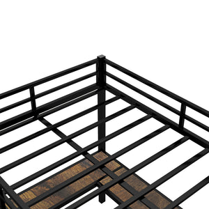 English Elm Full Metal Loft Bed With Vintage Wood Desk & Shelves - Stylish Space-Saving Solution For Bedrooms W1580S00040