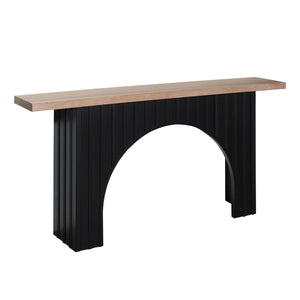 English Elm Modern Modular Console Table with Black Arch Base & Natural Wood Top, 4 Styles, 70.3"L Versatile Decor W2729P199007