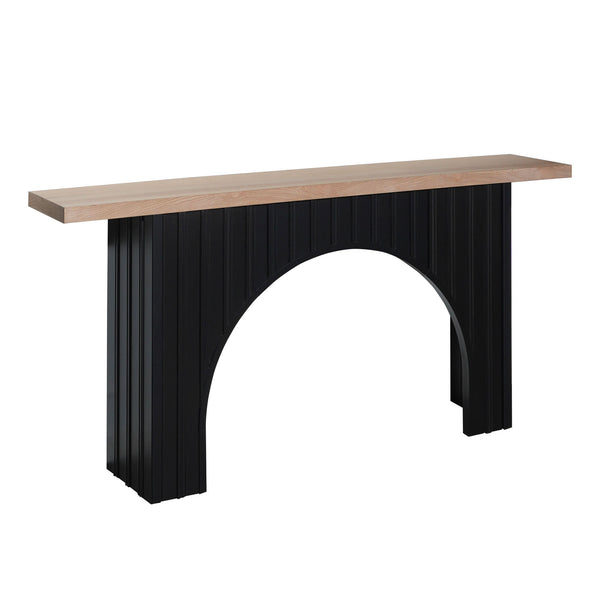 English Elm Modern Modular Console Table with Black Arch Base & Natural Wood Top, 4 Styles, 70.3"L Versatile Decor W2729P199007