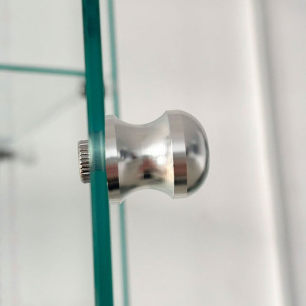 English Elm Tempered Glass Display Cabinet With Bluetooth Led Lights, Lockable Door, Mobile Design For Home & Office W3155S00011-GIGA