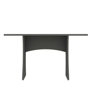 English Elm Coney 53" Dining Table with Curved Silhouette, Central H Base, Seats 6, Adjustable Metal Feet Charcoal grey B365P397686