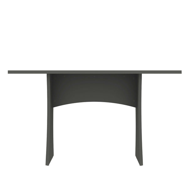 English Elm Coney 53" Dining Table with Curved Silhouette, Central H Base, Seats 6, Adjustable Metal Feet Charcoal grey B365P397686
