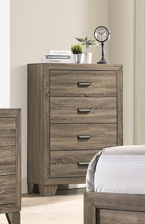 English Elm Rustic Transitional Tall 4-Drawer Chest with Weathered Finish, Spacious Storage, Sturdy Metal Hardware, Cozy Bedroom Accent Gray 19.1 L x 34.25 W x 46.9 H B011P375265