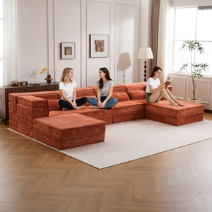 English Elm Compression Mahjong Sofa: Versatile No Assembly Modular Floor Sofa Bed For Cozy Living Spaces W3723S00038