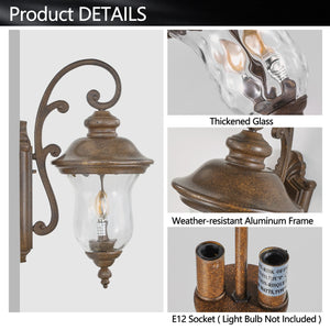 English Elm 22"(H) Vintage Outdoor Wall Lantern - Brown Bronze Aluminum & Clear Glass, Weatherproof 2-E12 Sconce Fixture W1340P209947