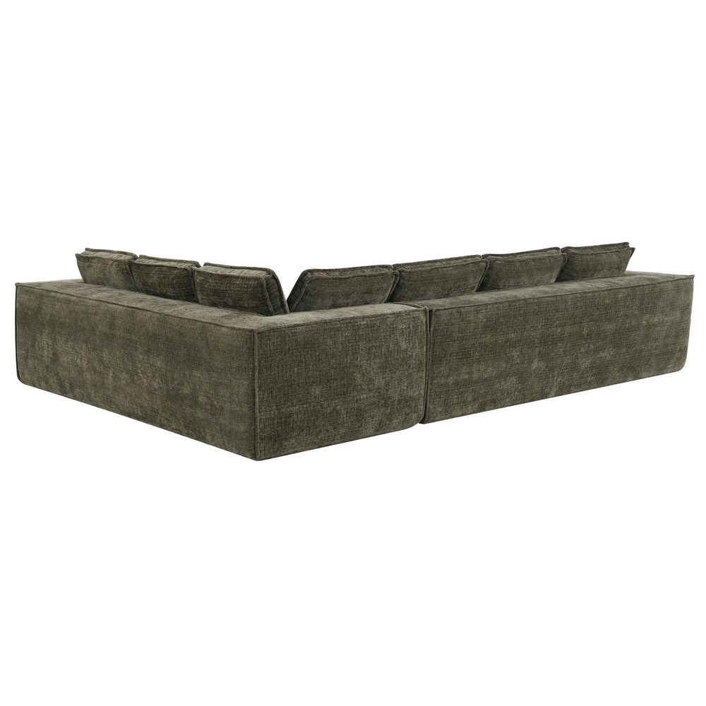 English Elm 129.5" Minimalist Modular Sectional Sofa – Wrinkle-Resistant Chenille, No-Assembly L-Shape Comfort and Flexibility Green N723S9685F