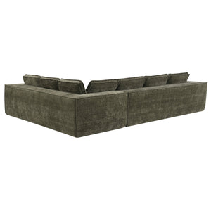 English Elm 129.5" Minimalist Modular Sectional Sofa – Wrinkle-Resistant Chenille, No-Assembly L-Shape Comfort and Flexibility Green N723S9685F
