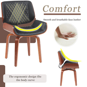 English Elm Mid-Century Modern Dining Chair Set Of 2 - Stylish 360° Swivel, Ergonomic Pu Leather For Any Space N842P290057B