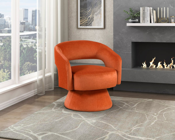 English Elm Modern Swivel Accent Chair in Lux Velvet Upholstery with Solid Wood Base, Compact Stylish Seating Orange 27.75 L x 26.5 W x 19.75 H B011P283814