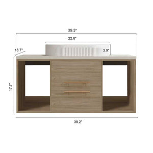 English Elm Modern 38.2" Wall-Mounted Bathroom Vanity With Oval Sink, Floating Design, Soft-Close Drawers & Storage W3136S00012