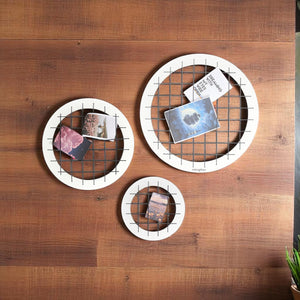 English Elm Talok Memory Board Wall Decor Set of 3 Round Grid Frames — Modern Wooden Photo Display for Home Gifts Black B029P331454